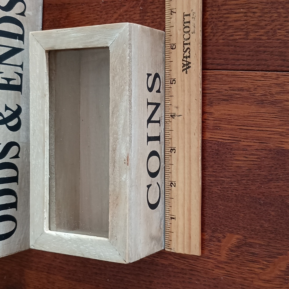Wood Storage Boxes Rustic Whitewash Decor Hinged Glass Lids - Picture 6 of 9